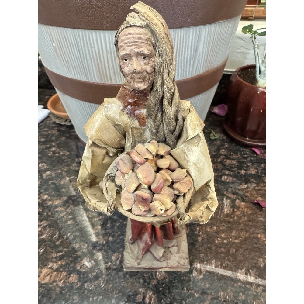 Vintage 12" Handmade Mexican Folk Art Paper Mache Female Sculpture Figure
